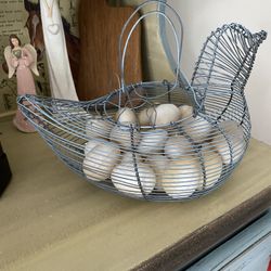Basket With Fake Eggs 