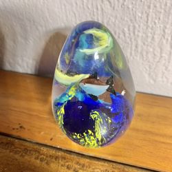 New In Box Glass Sphere With Fish