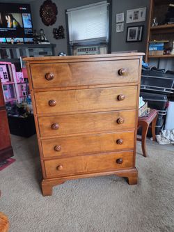 Tall 5 drawer Maple dresser