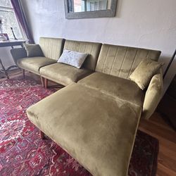 Mid Century Modern Green Velvet Couch $400obo