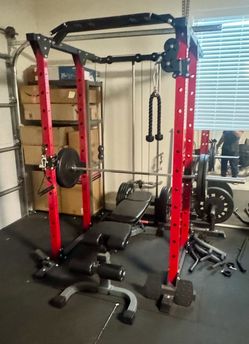 Power rack, Barbell, and Bench