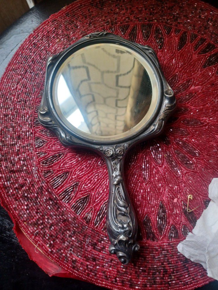 Antique Silver-plated Hand Mirror
