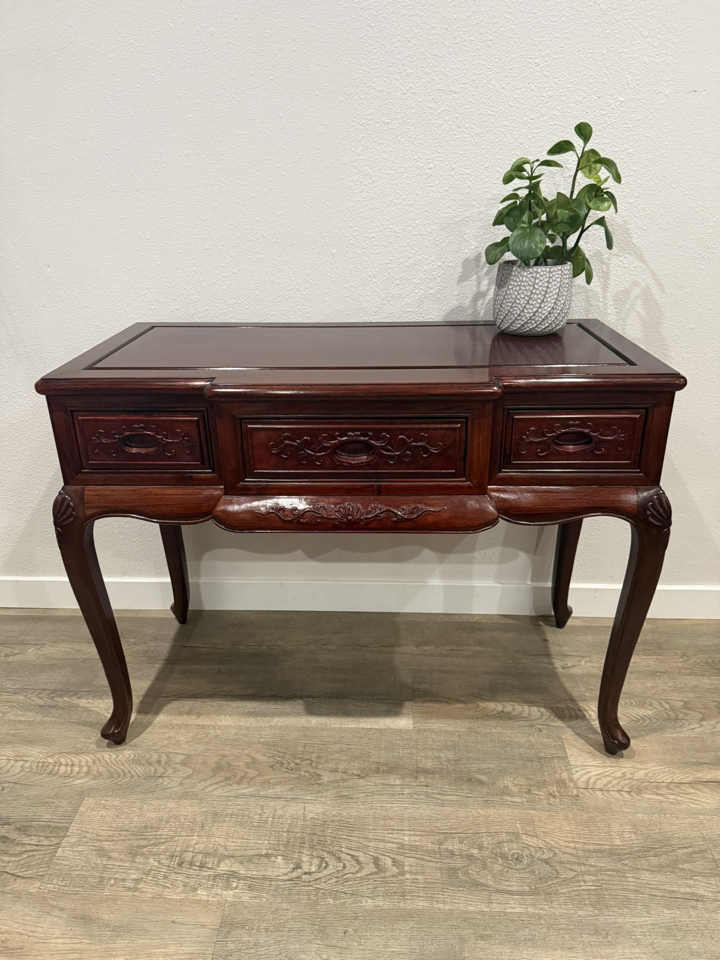 RADIANT console - rosewood - three drawers - asian inspired - intricate detail - delivery available