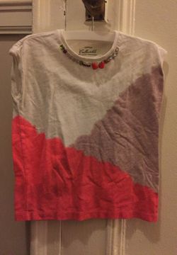 Crewcuts sleeveless cotton shirt with embellished neckline