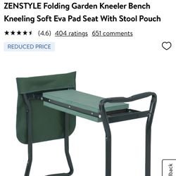 ZENSTYLE Folding Garden Kneeler Bench Kneeling Soft Eva Pad Seat With Stool Pouch