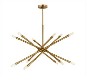 Eastyn 12-Light Burnished Brass Sputnik Chandelier – Modern Mid-Century,Model: CC16612BBS,BRAND NEW