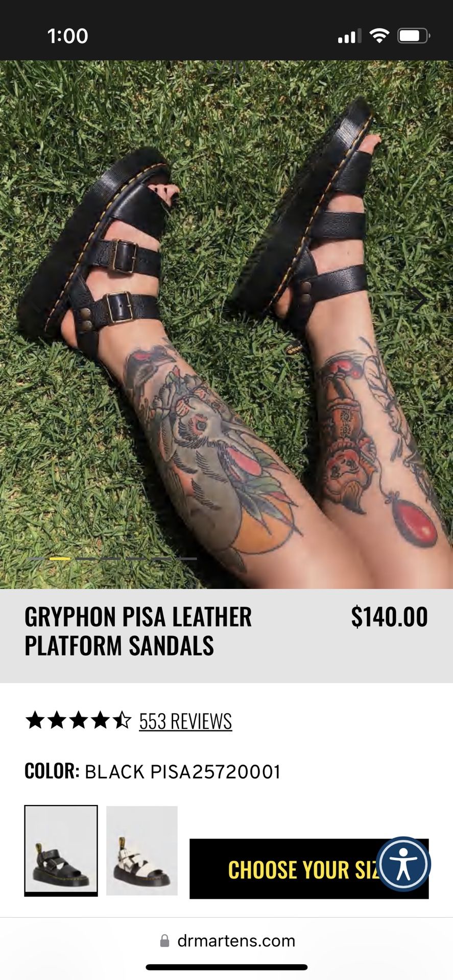 DR. MARTENS GRYPHON PISA LEATHER PLATFORM SANDALS