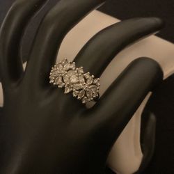 SilverTone Cubic Zirconia Ring,Size 8 (NV)