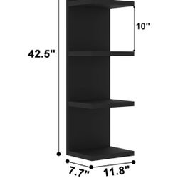 Black 5-Tier Floating Shelf Tower - Modern Vertical Storage, 42.5"