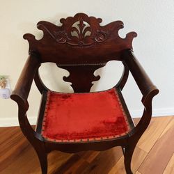 1990s Antique Wooden Arm Chair/Saddle Chair/ Vanity Chair