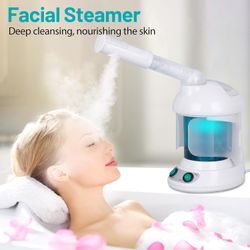New 2 in 1 Mini Ozone Facial Steamer Hair Steamer, Blue White