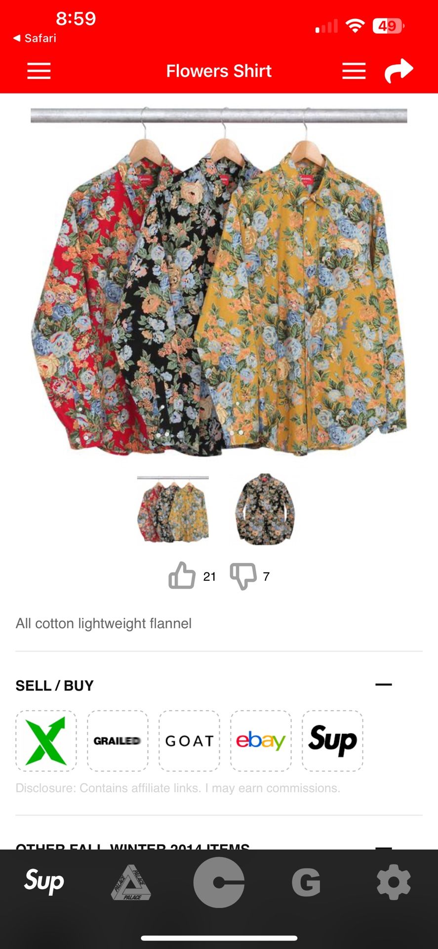 Supreme Flowers Flannel Shirt Size Large