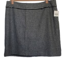 APOSTROPHE Houndstooth Lined Skirt Black and Cream Midi Women’s Size 24W NWT
