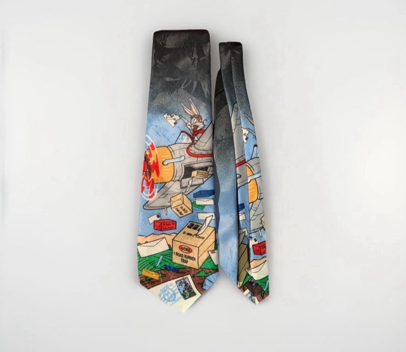 Looney Tunes Stamp Collection Tie Acme Bugs Bunny Airplane ✈️