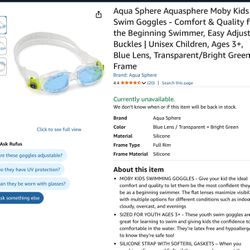 Aqua Sphere Aquasphere Moby Kids Swim Goggles-Unisex Children, Ages 3+, 