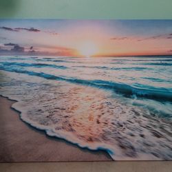 Wrapped Canvas Coastal Beach Print (24x35)