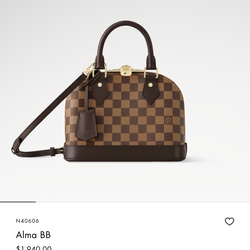 Louis Vuitton Alma BB in Damier Ebene