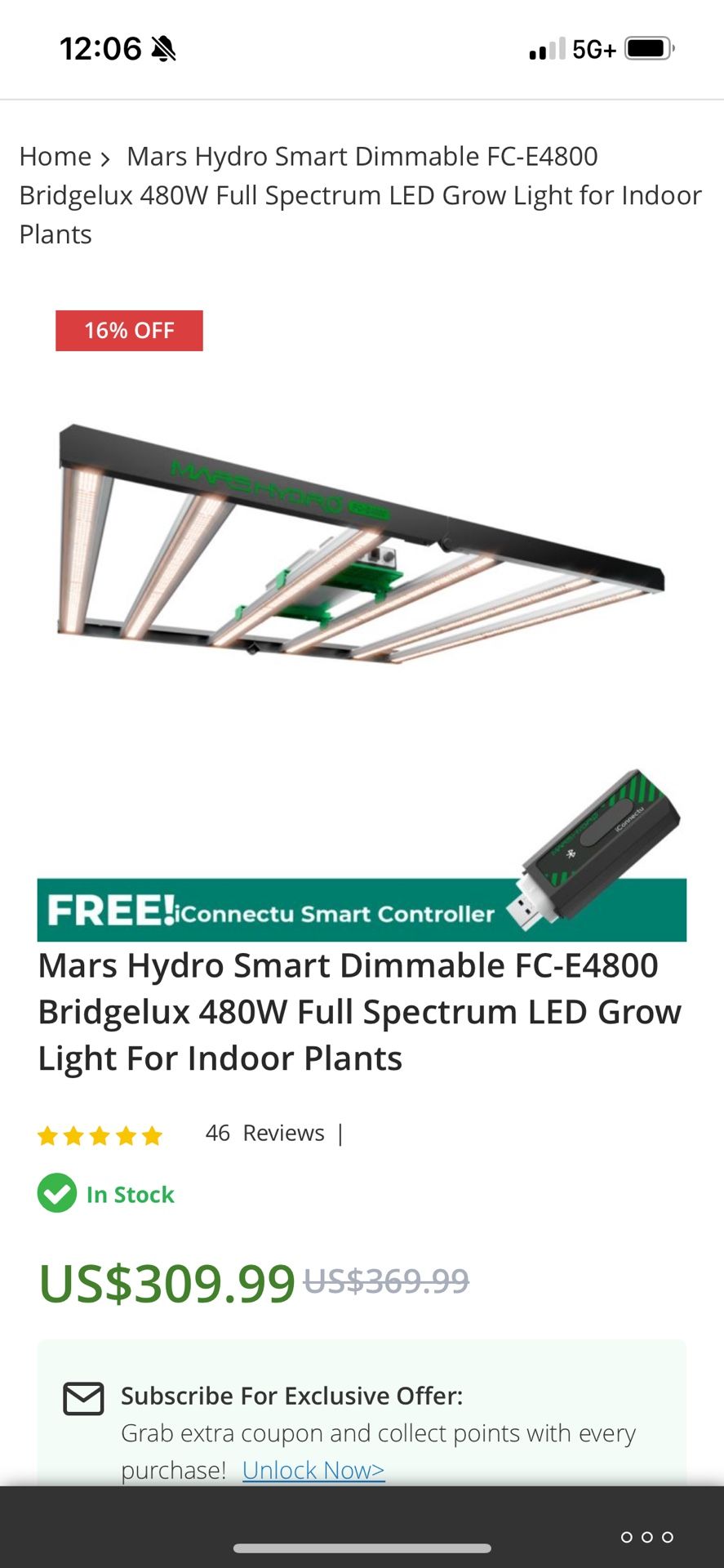 Lightly Used 480w Grow Light