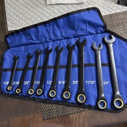 9 PCS-SAE RATCHETING COMBINATION WRENCH SET