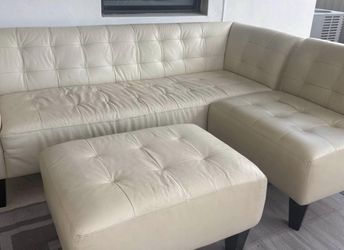 Leather sofa and chair with ottoman. Price Including Delivery