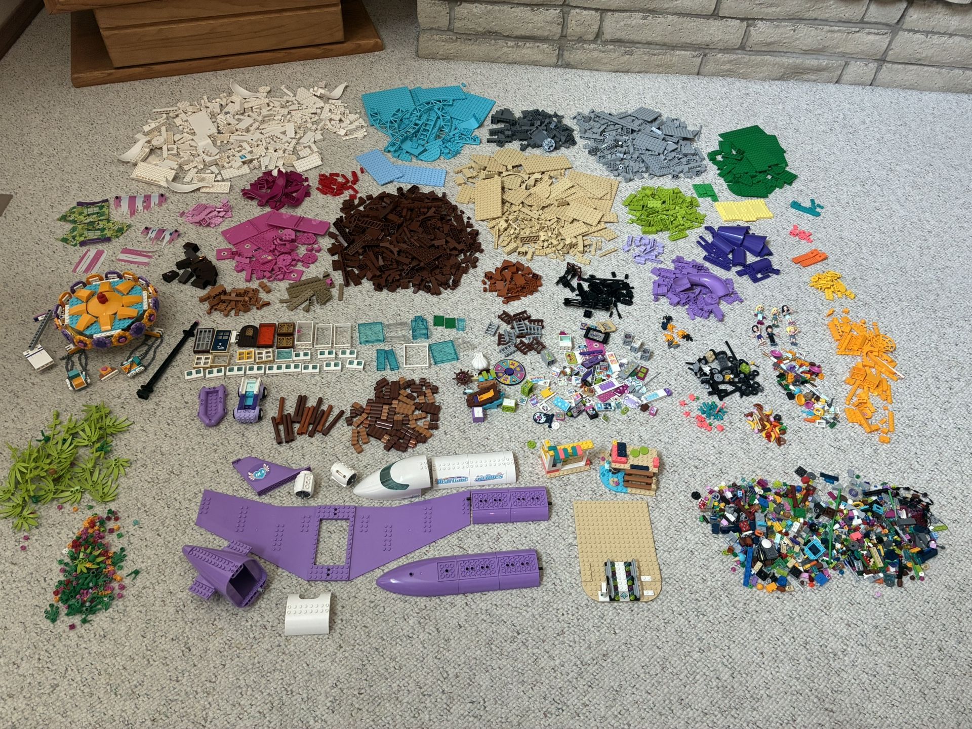 10.5 Pounds Lego Friends Miscellaneous Pieces Lot - Organized and Sorted by Color.