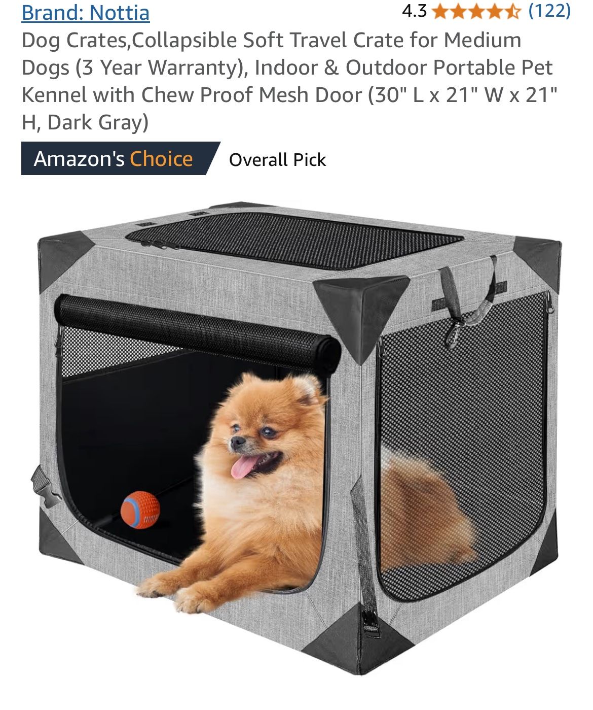 Dog Crate , Collapsible, Soft Travel Crate