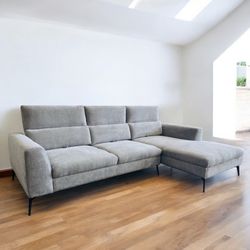 Modern Fabric Adjustable Sectional Sofa L shape w/ Reversible Chaise