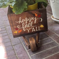 Wooden Wheelbarrow Planter