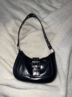 Black Faux Leather Buckle Shoulder Bag