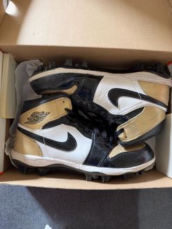 Air Jordan 1 Mid Football Cleats Black Gold White