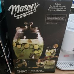 Mason Jar, Glass Drink Dispenser Set