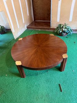 Round wood table 44 inches across 15 inches high