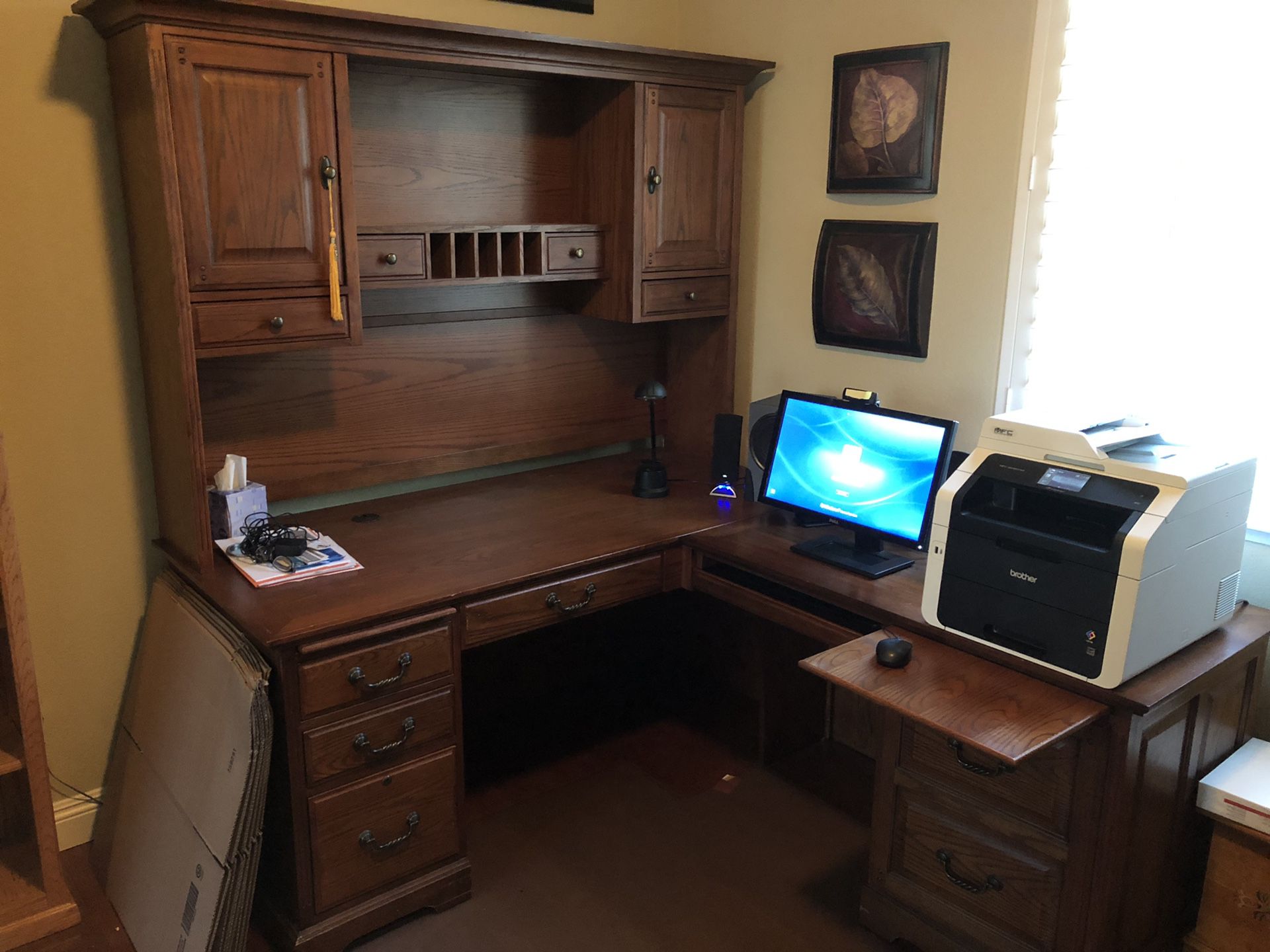 All solid wood computer desk