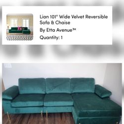 Green Sofa Chaise (LIKE NEW) $450 OBO