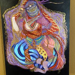 Vibrant Oil Painting of a Tribal Belly Dancer - 92124