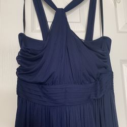 Long navy blue chiffon dress