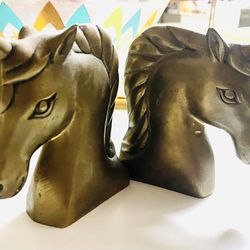 Vintage Pair Of Brass Unicorn Bookends