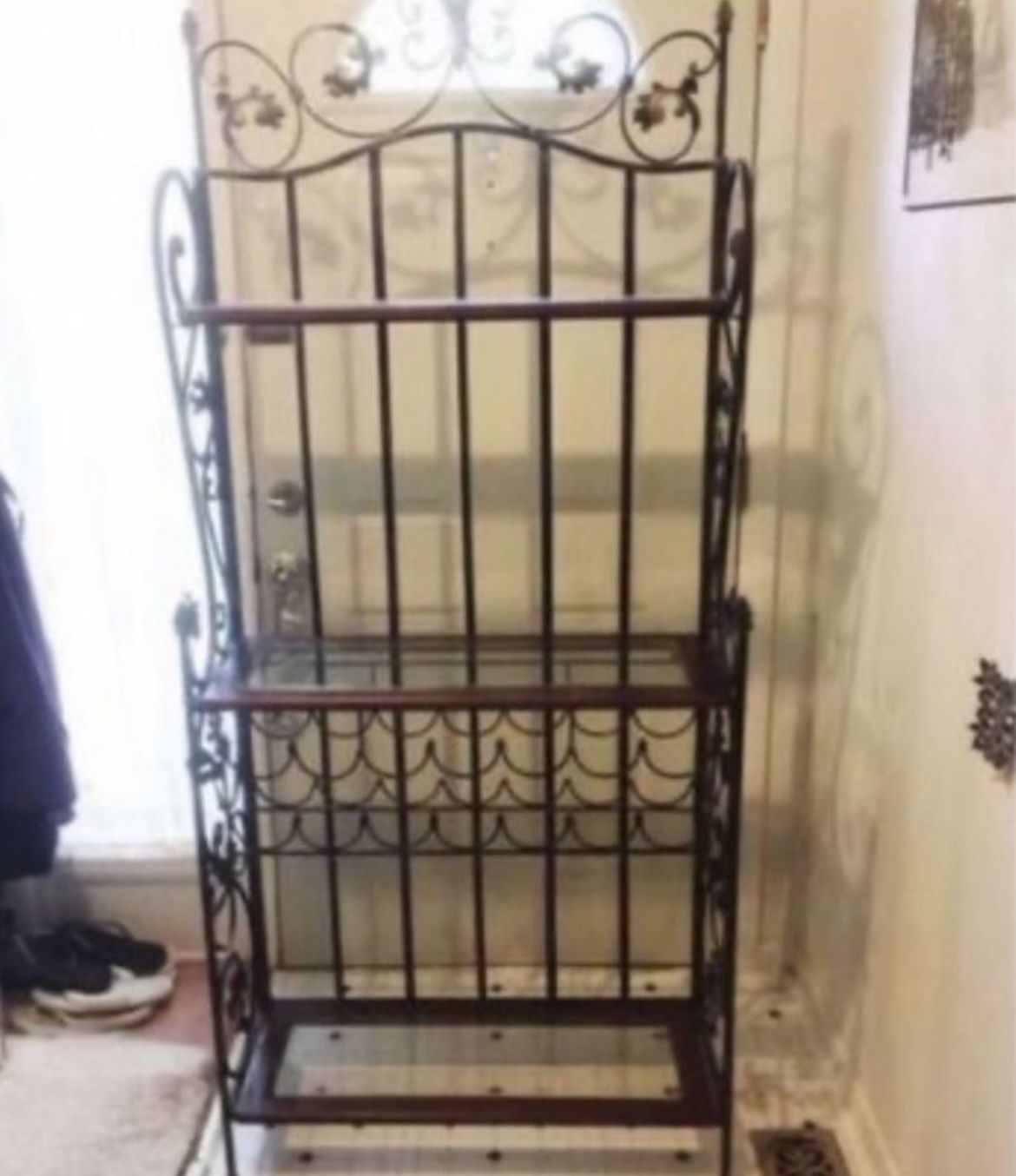 Cast Iron Bakers Rack With Built In Wine Rack