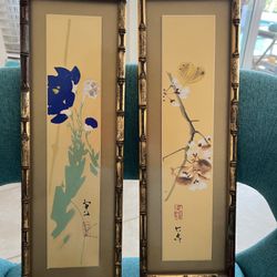 Japanese Art 2 framed pictures Nanga