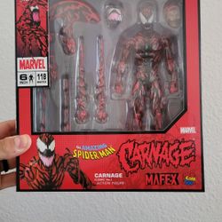 Medicom Toy MAFEX No.118 Carnage Spider-Man 1:12 Figure 6" w/ Heads & Accessori…