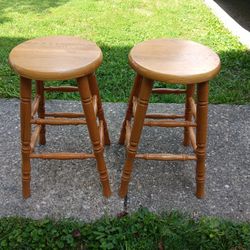 Oak Barstools (2)