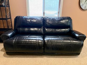 Black Leather Reclining Loveseat Sofa