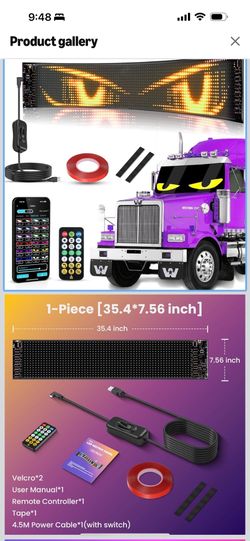 CHARKEE LED Sign Lights, 35.4 * 7.56" Inch Devil Eye Lights, Customizable Display, LED Matrix Panel, DIY Dynamic Programmable APP, Custom Text Pattern