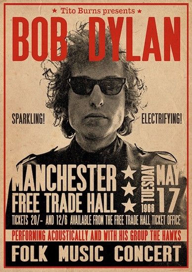Bob Dylan Manchester Free Trade Hall Concert Promo Wall Poster