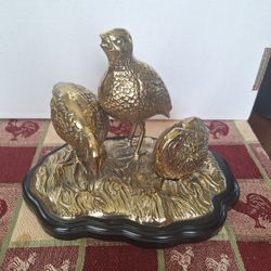VINTAGE BRASS QUAIL FAMILY FIGURINES