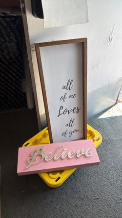 2 framed box wall art, $24