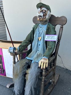 Animated Halloween Zombie Fisherman Rocking Chair Prop