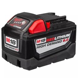 Milwaukee Electric 48-11-1890 M18 18VDC Red Lithium-Ion High Demand 9.0 Ah Battery, New