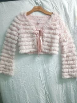 Bebe Pink Faux Fur Cropped Bolero Jacket