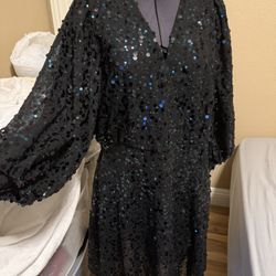 New Black Sequin Dress 